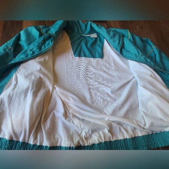 Vintage 80 90s Blair Boutique Windbreaker 2 Piece Set M Stud Blue Gold High Neck - Picture 5 of 10